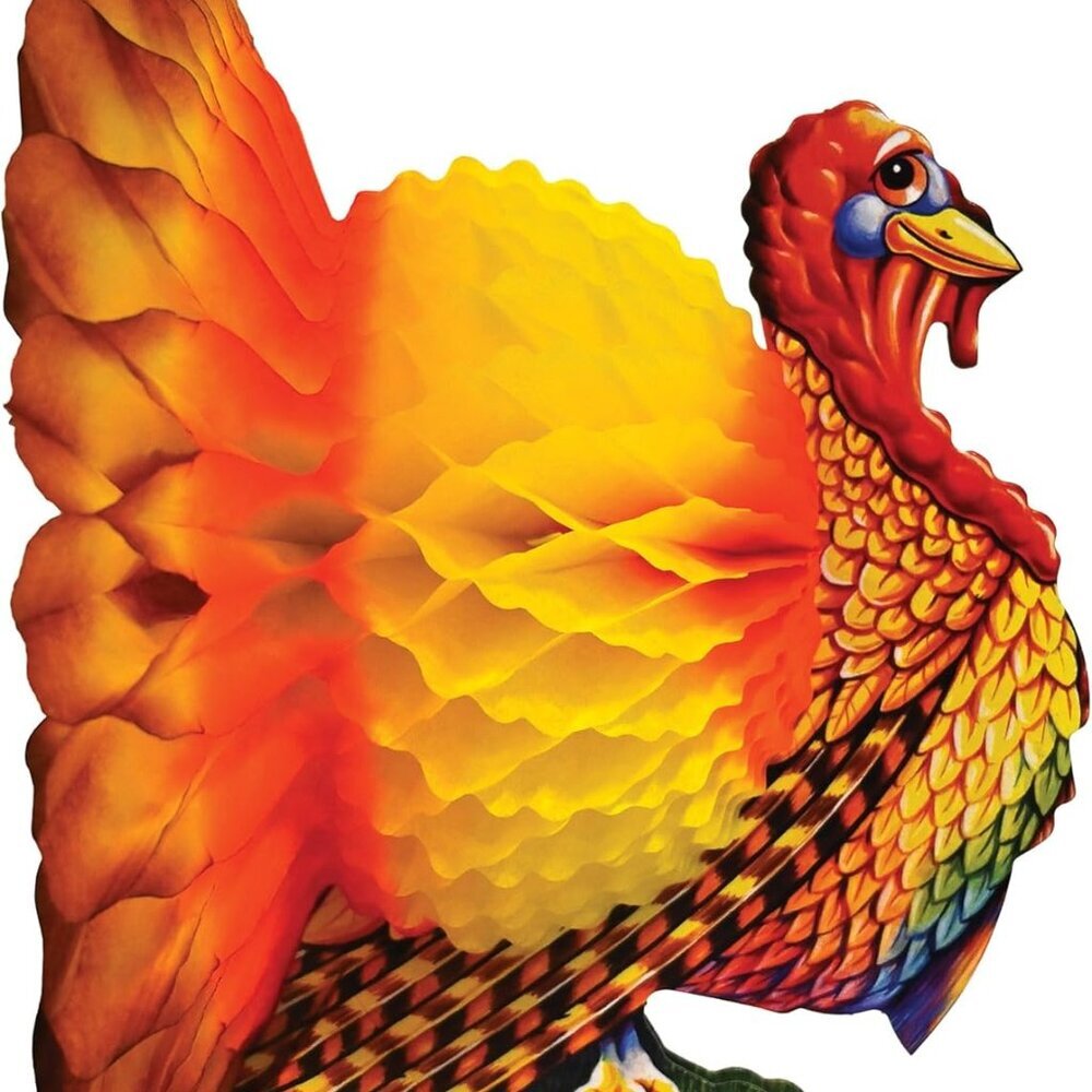 Colorful Tissue Turkey Centerpiece